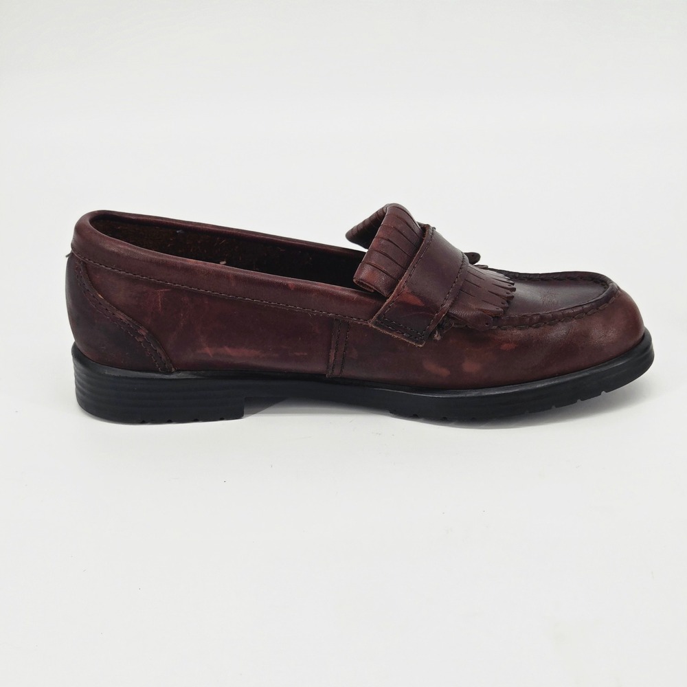 Eastland Vintage 90s Brown Leather Kiltie Fringe Buckle Penny Loafers Shoes 7M - Picture 12 of 12